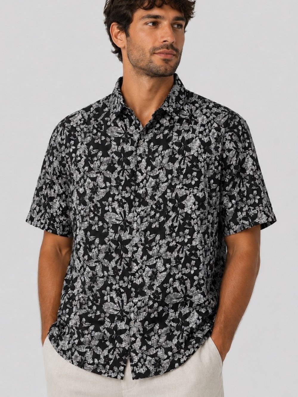 100% Silk "Claiborne" Button up Shirt, Size Large.